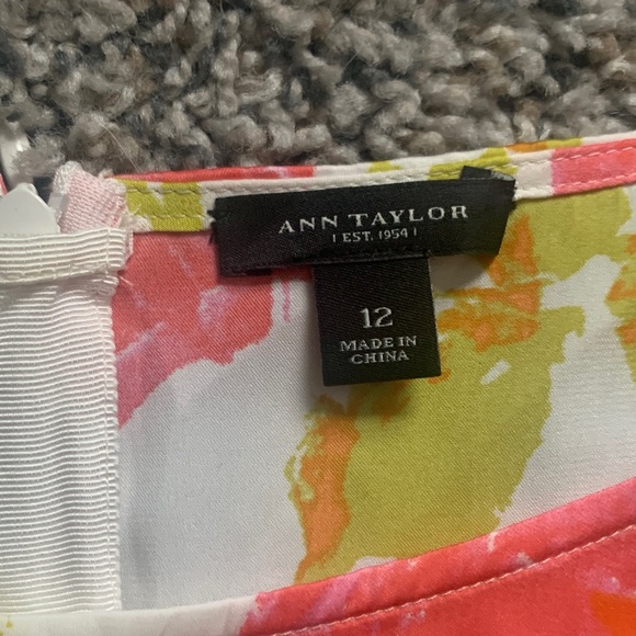 Ann Taylor Silky Peplum Pink and Yellow Floral Blouse - Picture 2 of 4